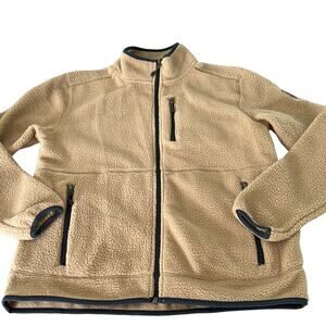 Free Country Free Cycle Camel Highland Sherpa Fleece Jacket Mens Size Small